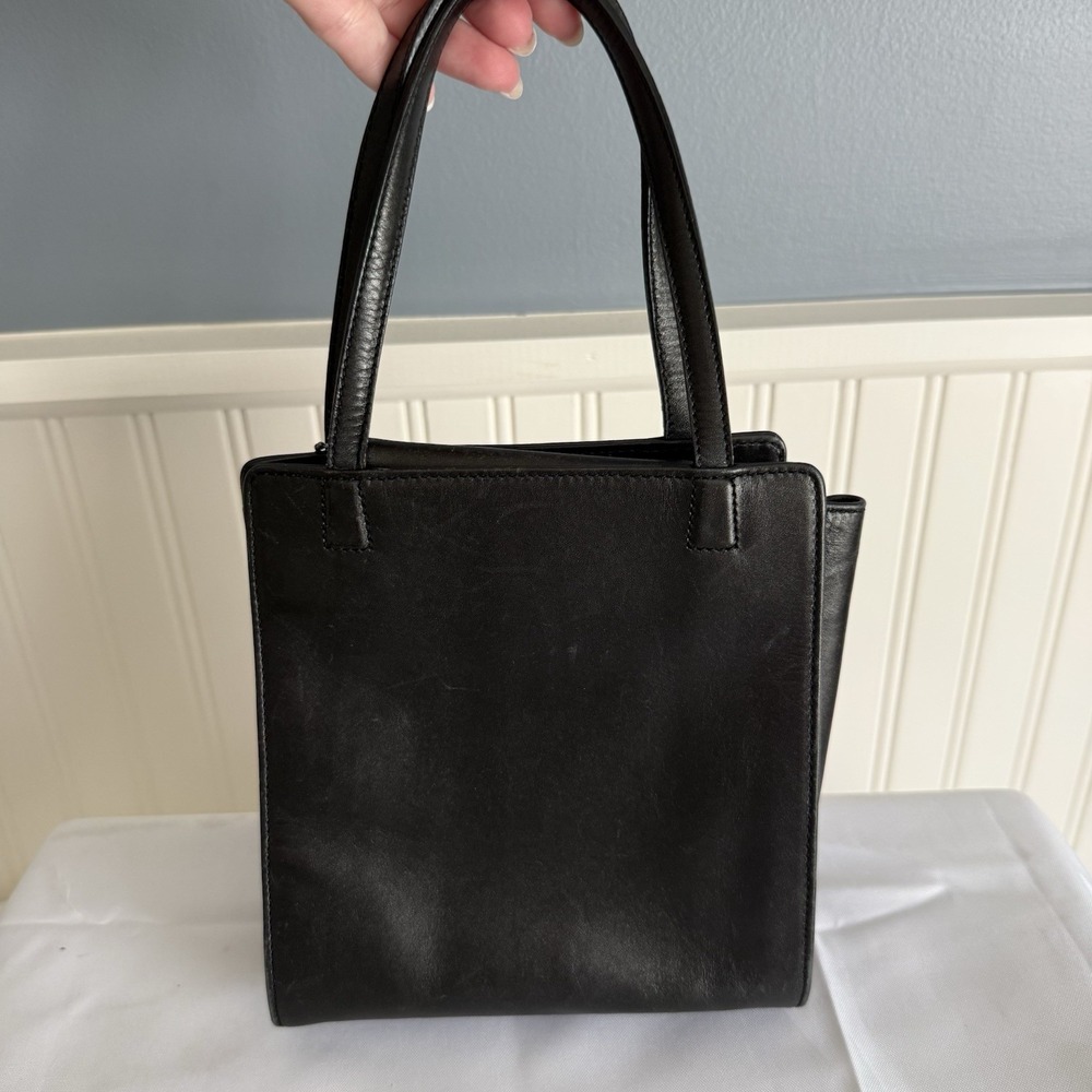 Vintage Coach Black Mini Tote Top Handle Silver Hardware 6152 Bag Purse - Picture 4 of 16